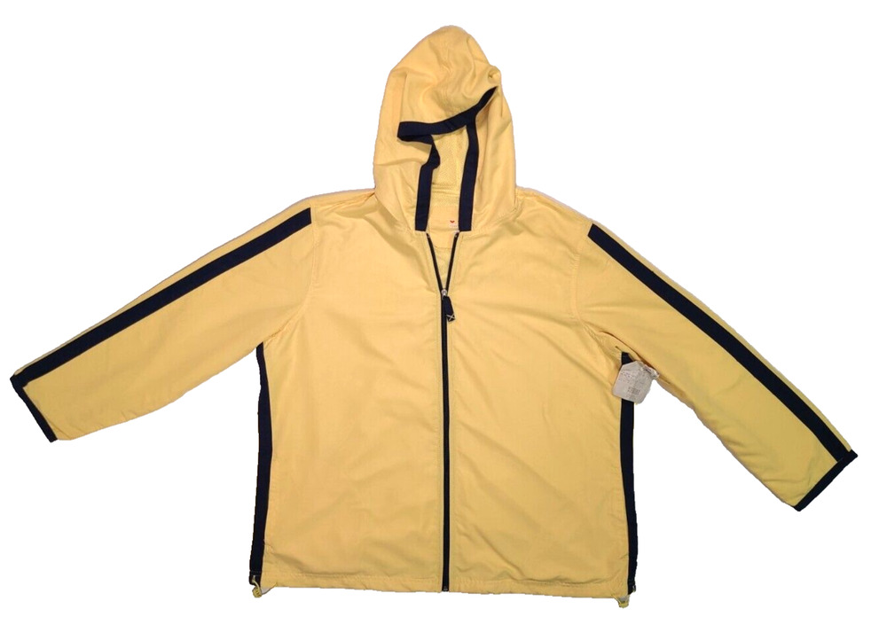 Three Hearts Women's Full Zip Lightweight Hooded Yellow Jacket Mesh Lining Sz 1X